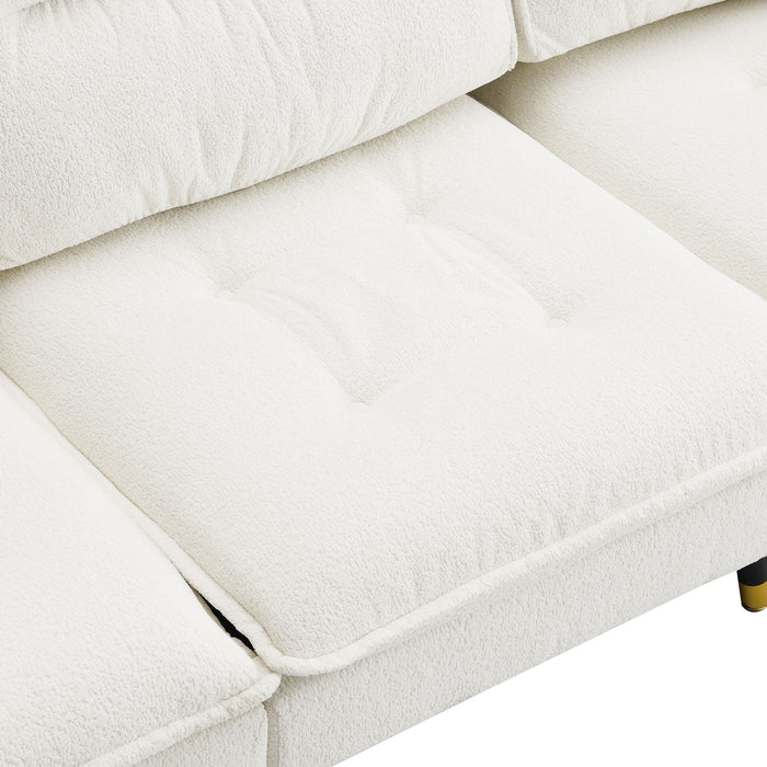 L Shaped Convertible Sectional Sofa 4 Seat Tufted Couch Set With Two Tone Adjust Legs Cloud Movable Ottoman