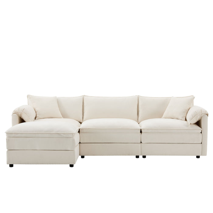 Modular Sectional With Deep And Wide Seat, Cloud Couch Set With Double Cushions Sofa With Movable Ottoman