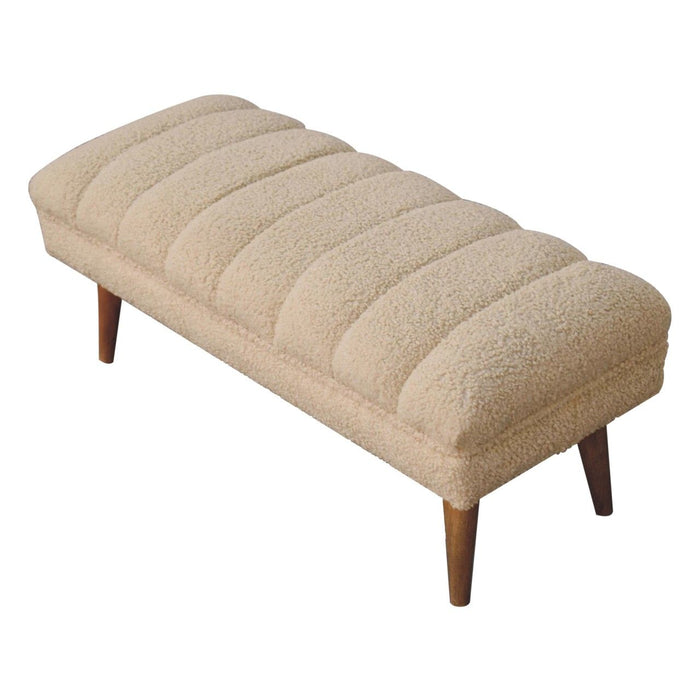 Boucle Puffer Bench - Beige