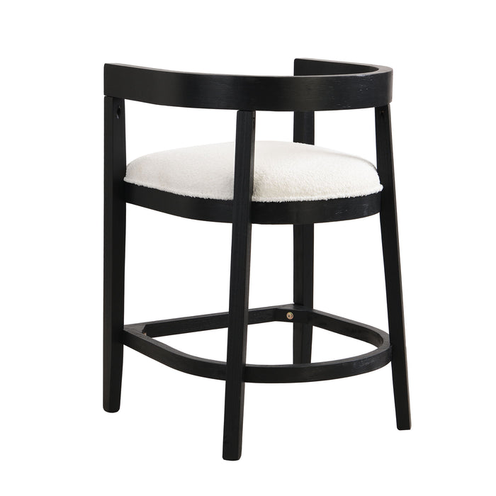 Modern Rubberwood Counter Stool Set With Upholstered Seats