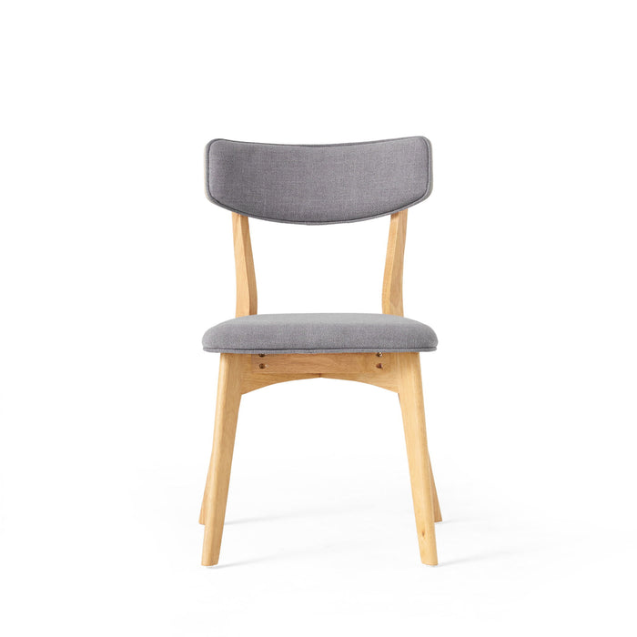 Mid Century Fabric Dining Chairs With Natural Oak (Set of 2) - Dark Gray
