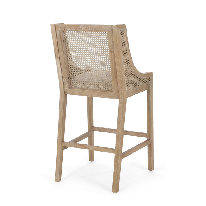 Celestiality - Upholstered Barstool With Cane Webbing Backrest (Set of 2)