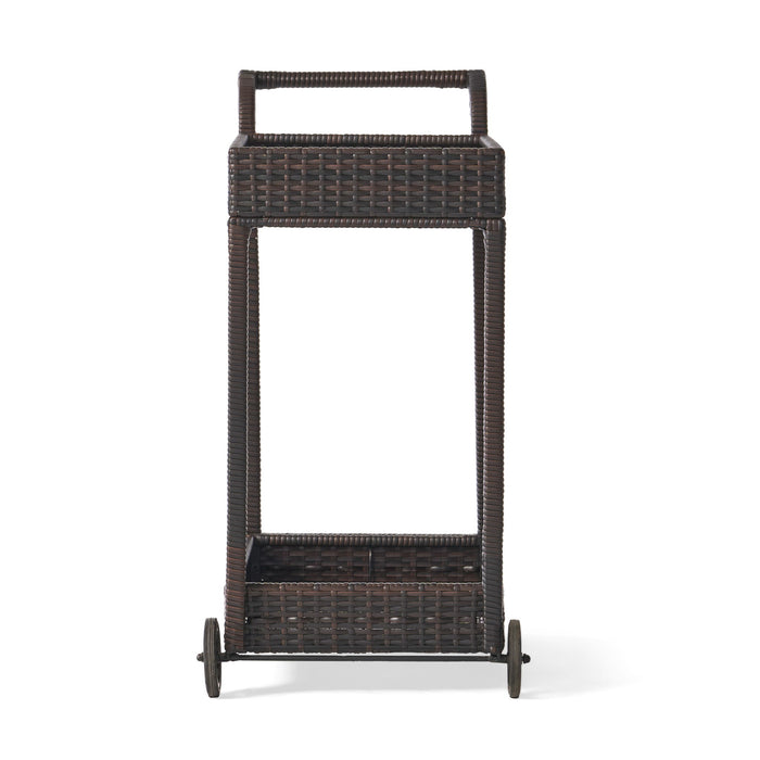 Resin Wicker Bar Cart With Metal Frame - Brown