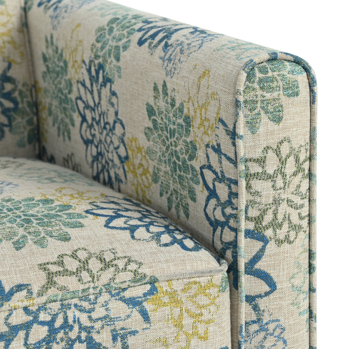 Upholstered Push Back Recliner Chair For Living Room - Blue