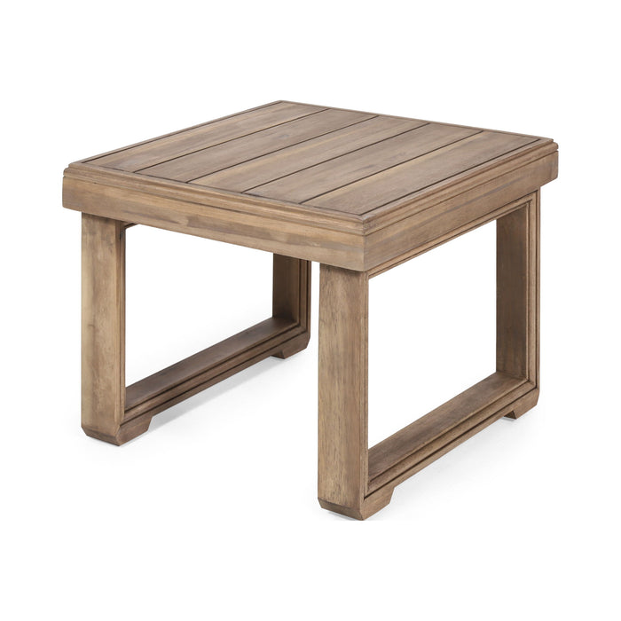 Outdoor Square Side Table With Acacia Wood Frame - Brown
