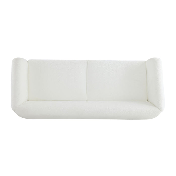 Contemporary Boucle Sherpa Sofa With Birch Wood Legs