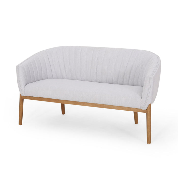 Mid Century Modern Loveseat With Channel Stitched Backrest