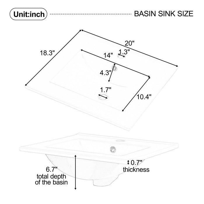 Bathroom Vanity With Sink, Cabinet With Adjustable Shelf