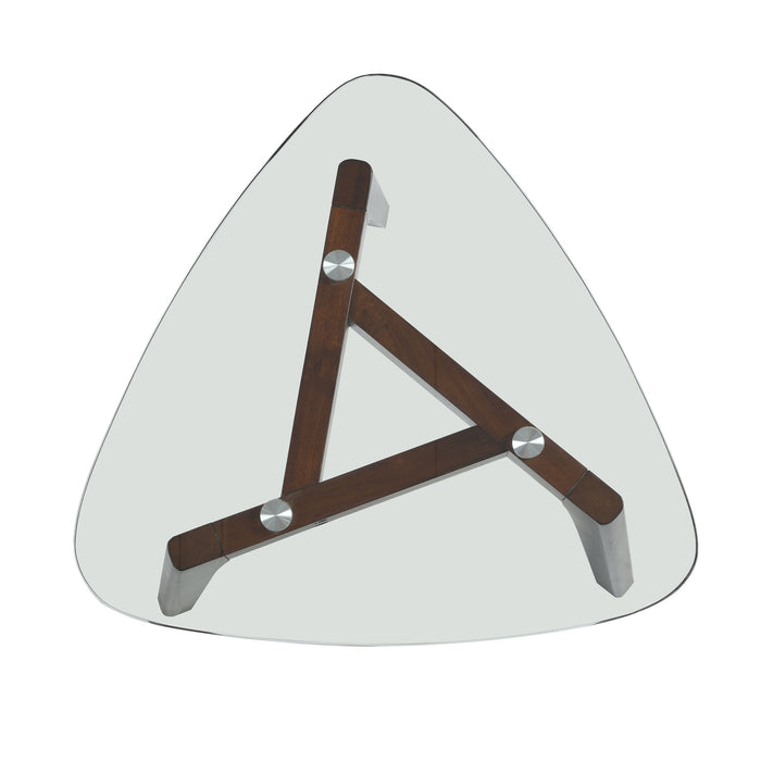 Mid Century Modern End Table With Glass Top And Solid Wood - Walnut