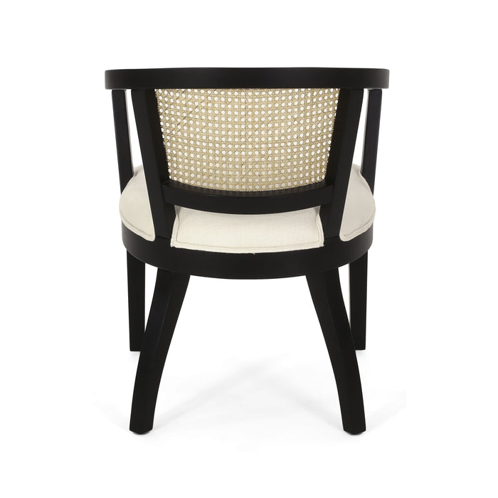 Elegant Dining Chair With Cane Web Backrests And Upholstery