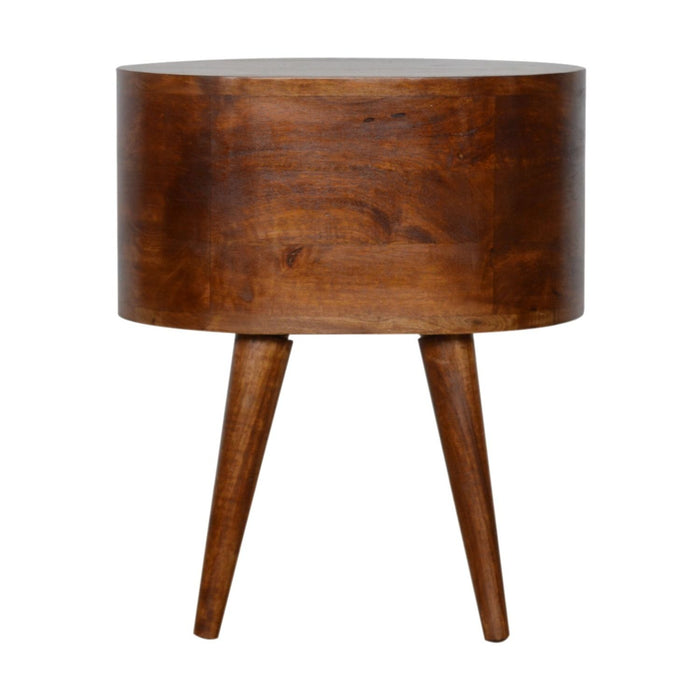 Rounded Bedside Table - Chestnut