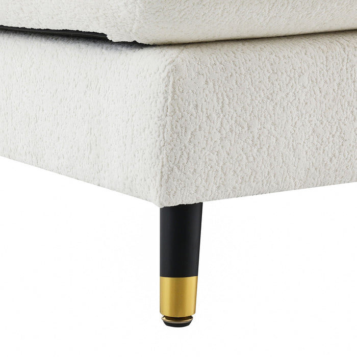 L Shaped Convertible Sectional Sofa 4 Seat Tufted Couch Set With Two Tone Adjust Legs Cloud Movable Ottoman