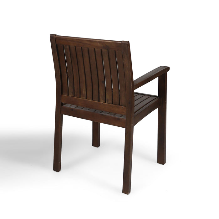 Wilson - Rustic Dining Chair Acacia Wood With Slat Panel Design (Set of 2) - Dark Brown