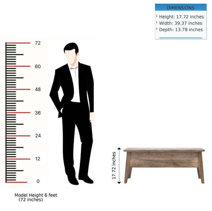 Lid Up Storage Bench - Oak