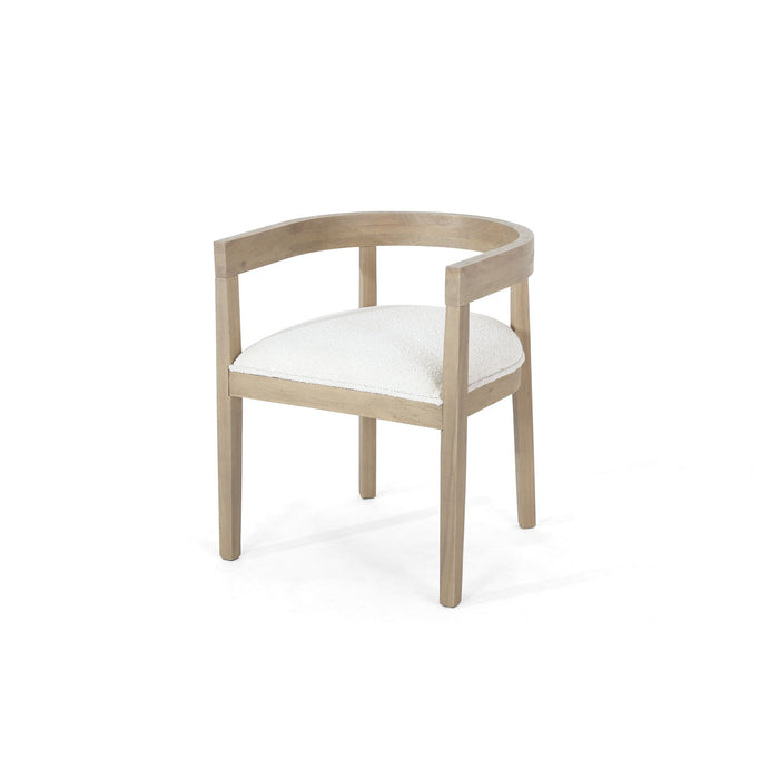 Modern Mid Century Dining Arm Chair Set With Upholstered Frame - Natural