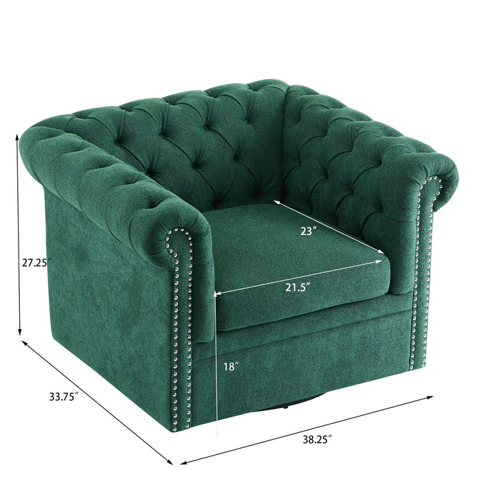 Chesterfield Style Swivel Club Chair With Button Tufted
