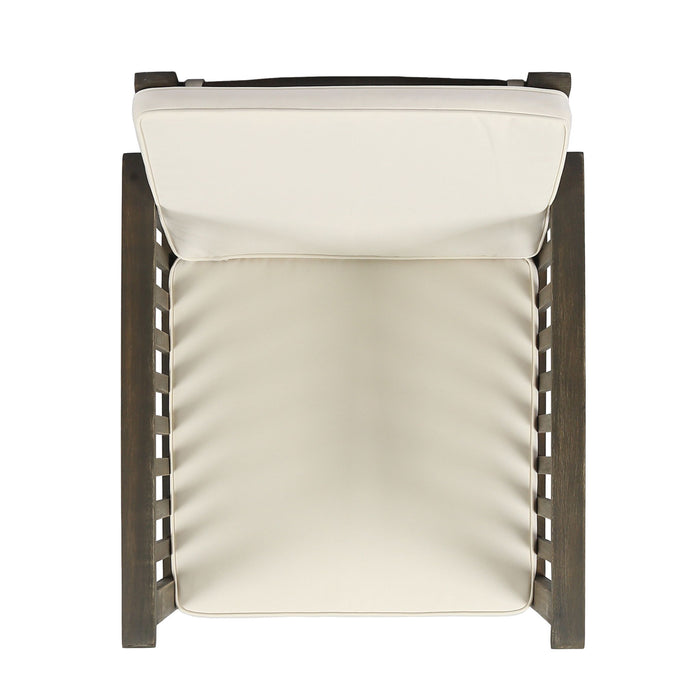 Casa Acacia Wood Club Chairs (Set of 2) With Water Resistant Cushions - Gray / Cream