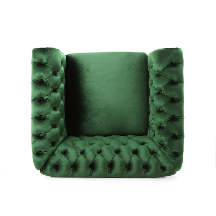 Nexuson - Upholstered Chesterfield Chair With Deep Tufted And Nailhead Trim