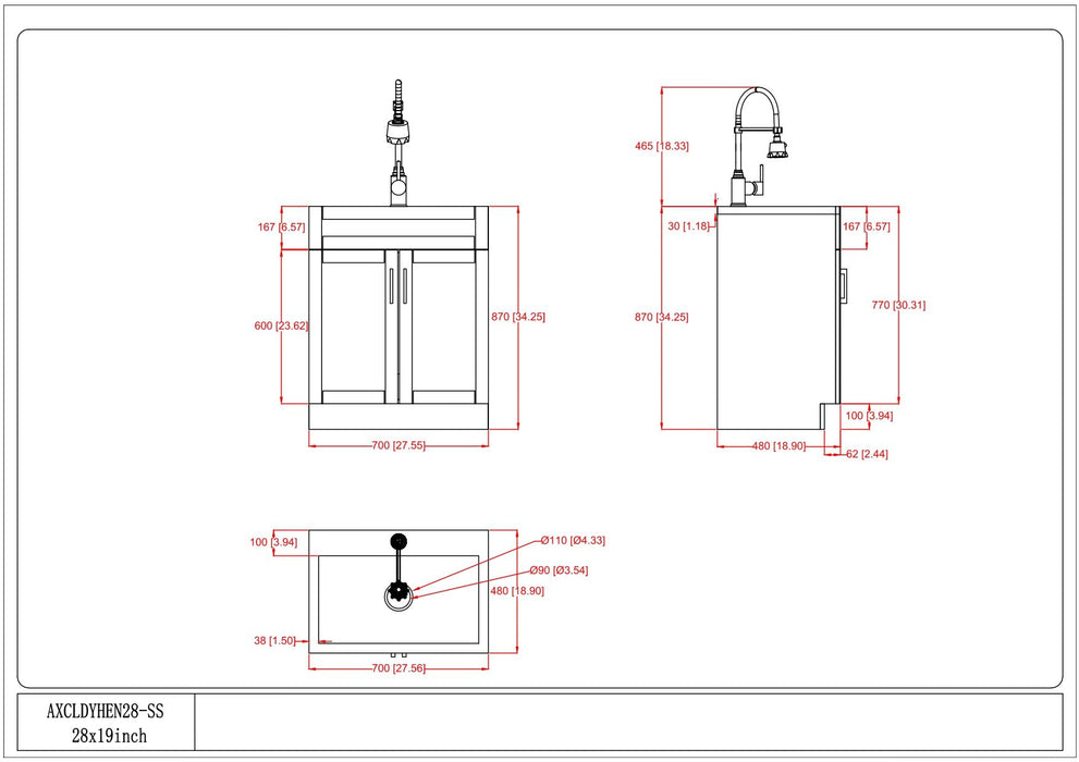 Hennessy - Deluxe Laundry Cabinet With Faucet And Stainless Steel Sink
