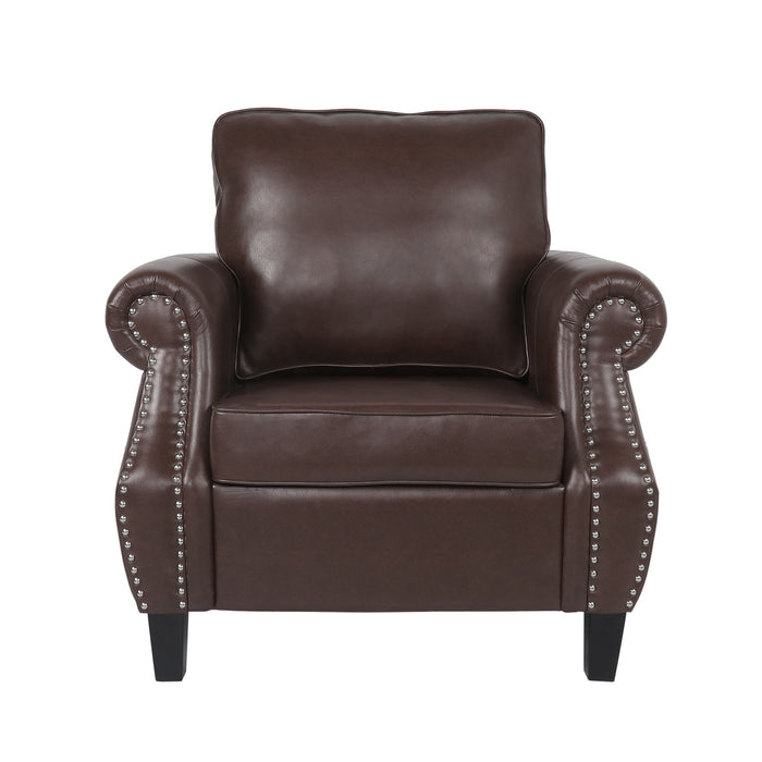 Contemporary Club Chair With Nailhead Trim And Rolled Armrests
