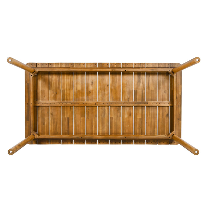 Abaco - Outdoor Patio 7 Pieces Dining Set With Chairs And Table - Teak / Beige