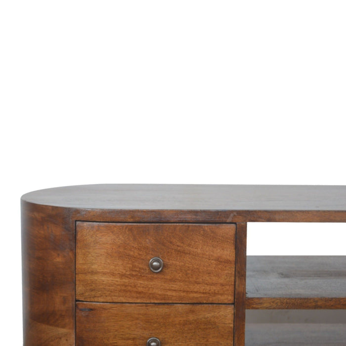 Solid Wood Rounded Entertainment Unit