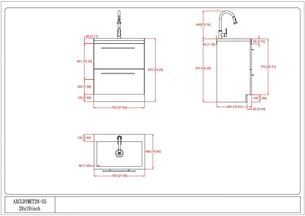Metro - Laundry Cabinet & Faucet And Stainless Steel Sink