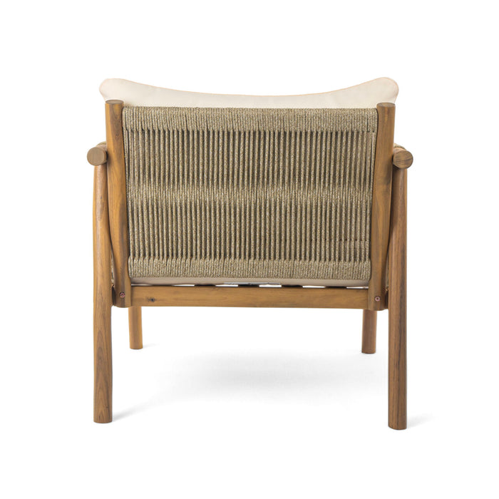 Modern Outdoor Woven Lounge Chair With Solid Frame And Cushions