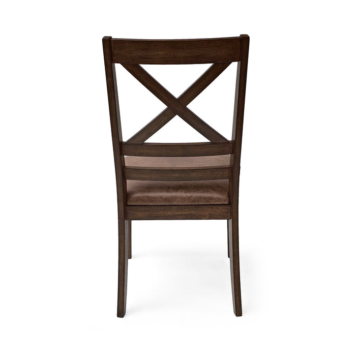 Country Style Dining Chairs (Set of 2) With Cross Back Design - Brown