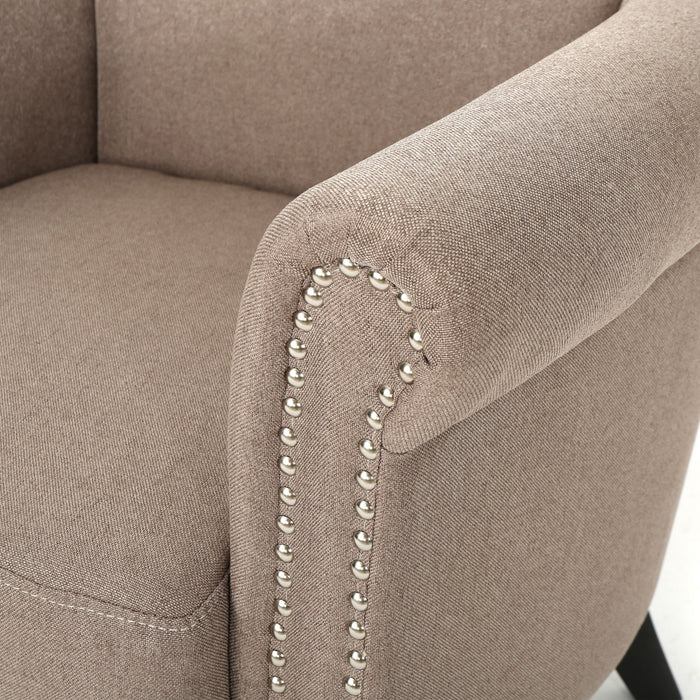 Elegant Club Chair With Nailhead Trim And Birch Wood Legs