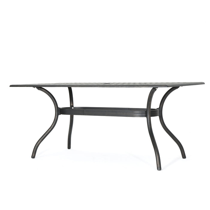 Enchantia - Outdoor Rectangular Dining Table With Weave Tabletop And Flared Legs - Copper