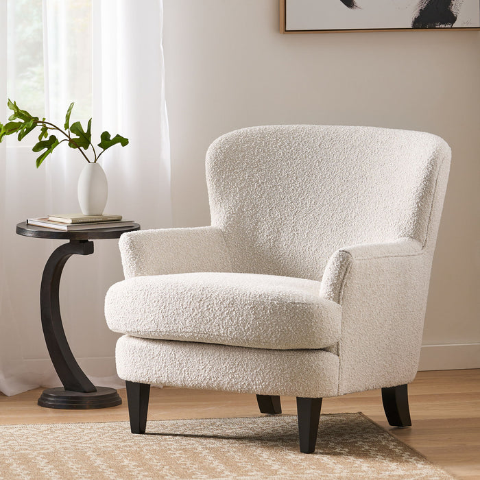 Melodique - Boucle Fabric Upholstered Club Chair With Tapered Legs
