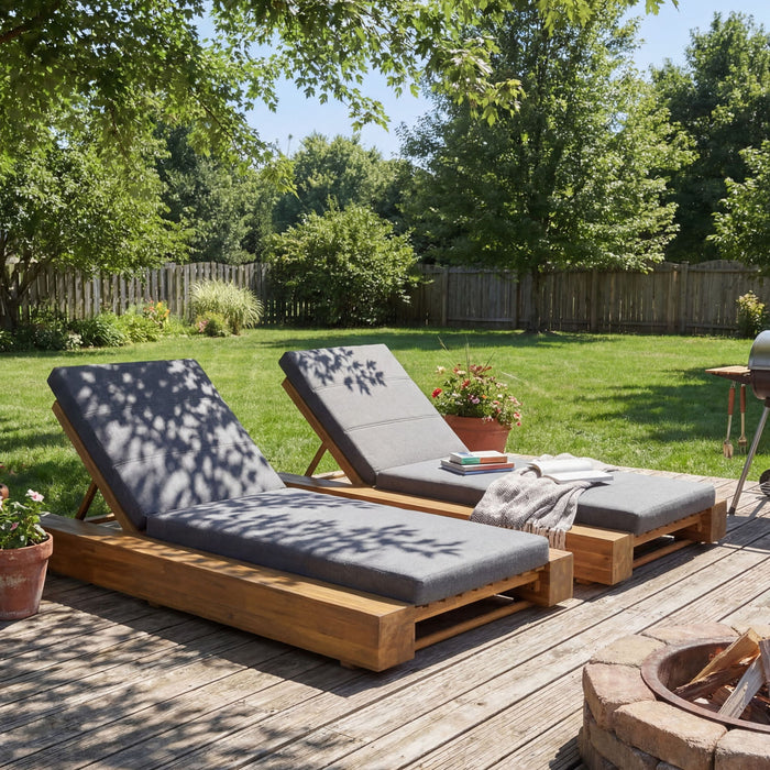 Outdoor Chaise Lounges With Water-Resistant Cushions