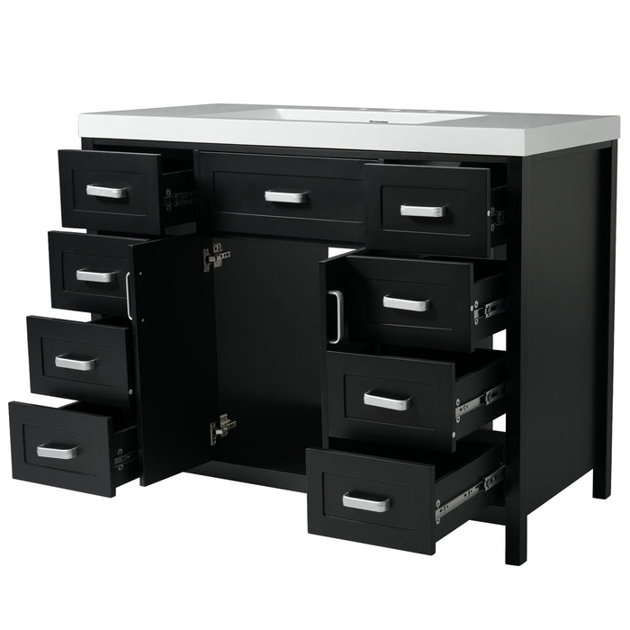 Bathroom Vanity With Sink, 2 Doors 8 Drawers, Soft Close System, Classic Design