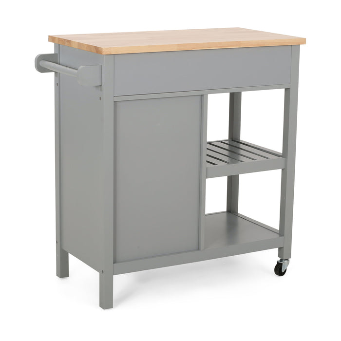 Aidah - Contemporary Kitchen Cart With Wheels - Gray