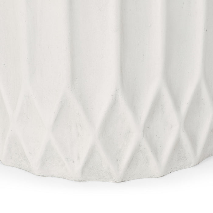 Planter With Subtle Pleated Design - Antique White