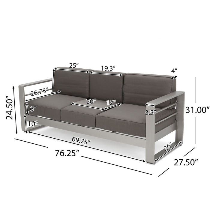 Cape Coral - Modern 3 Seater Sofa With Metal Tray
