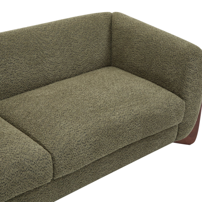 Contemporary Boucle Sherpa Sofa With Birch Wood Legs