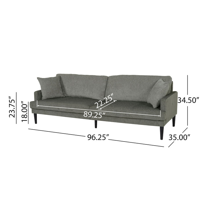 Contemporary 3 Seater Sofa With Plush Upholstery - Gray