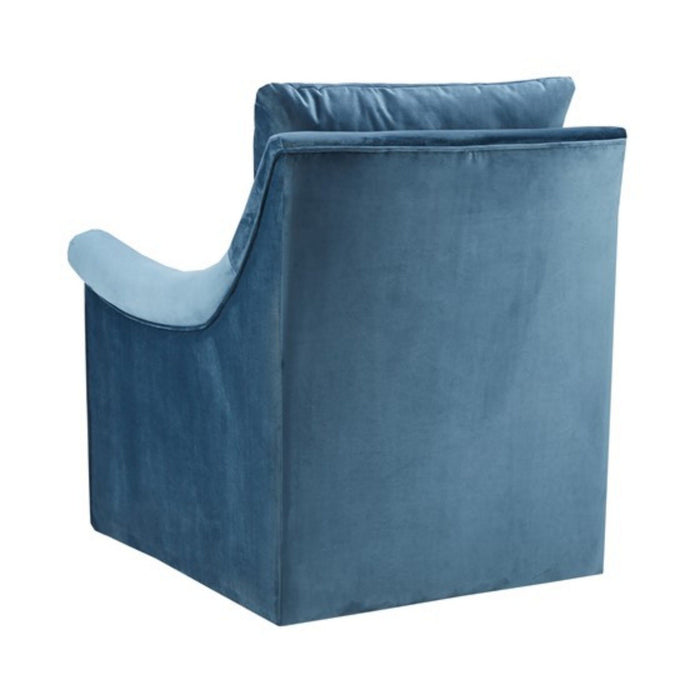 Swivel Chair With Curved Arms And Straight Back - Blue