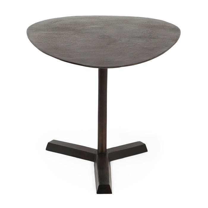 Industrial Style Elliptical Side Table With Aluminum Frame - Bronze