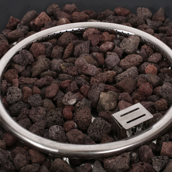 Outdoor Lightweight Concrete Square Fire Pit 40, 000 Btu With Built In Tank Storage - Dark Gray