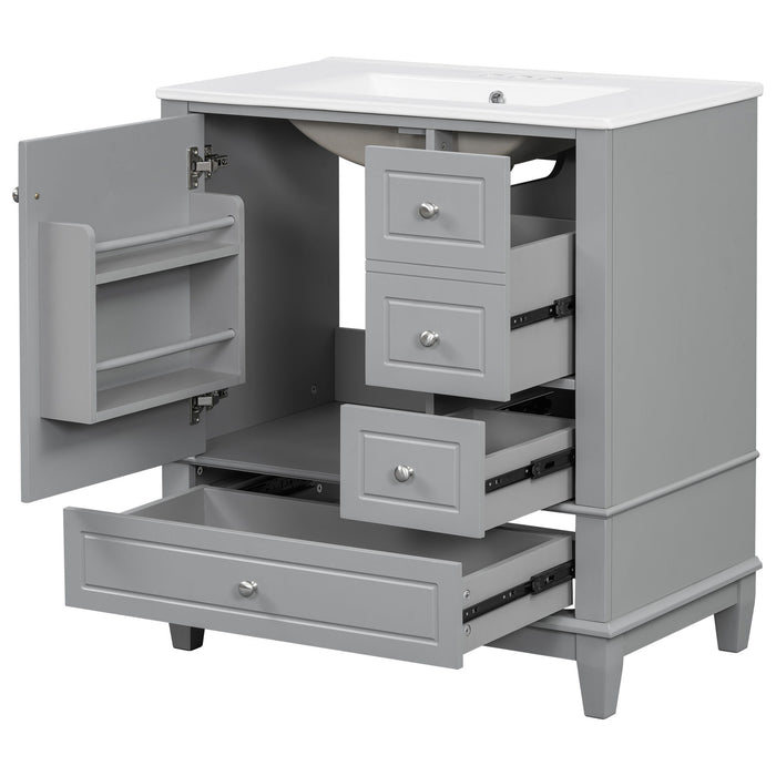 Freestanding Bathroom Vanity With Sink, Soft Close Door, 3 Drawers