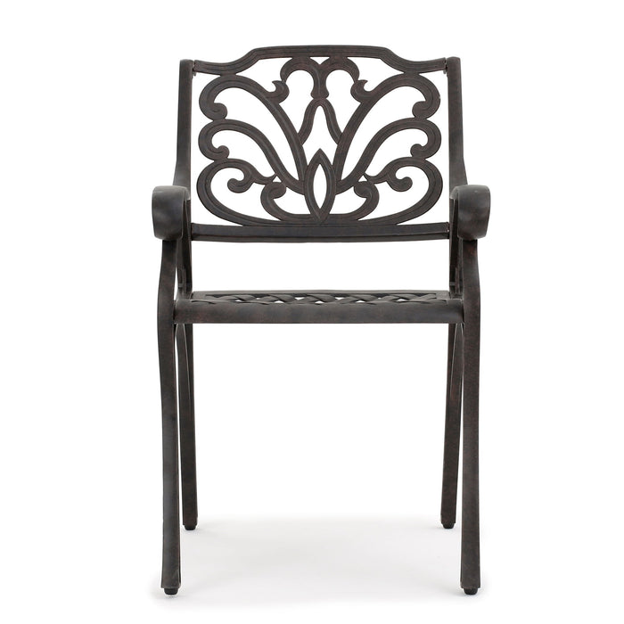 Patio Cast Aluminum Outdoor Dining Chairs (Set of 2) - Bronze