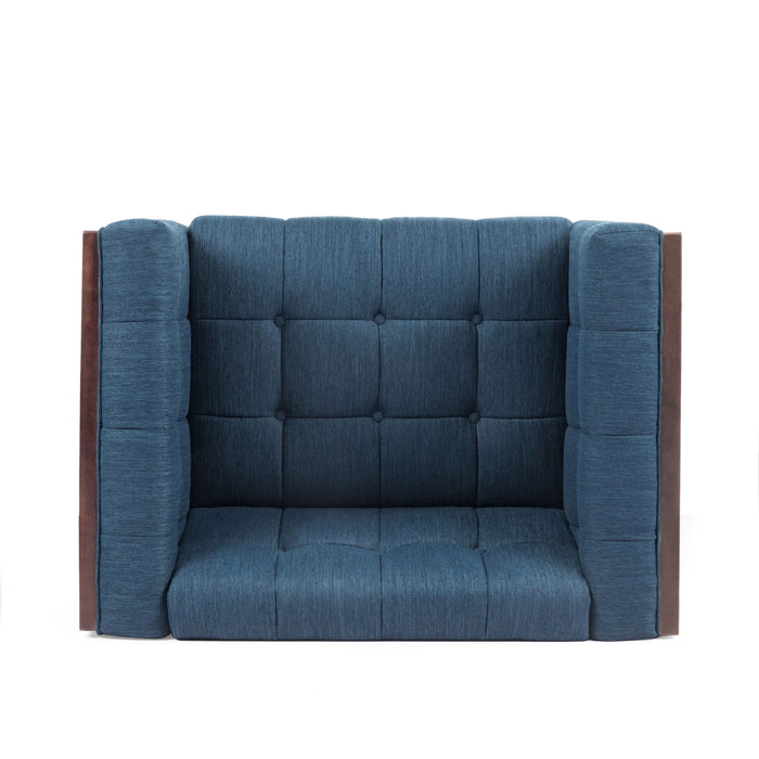 Contemporary Club Chair With Button Tufted Waffle Stitch