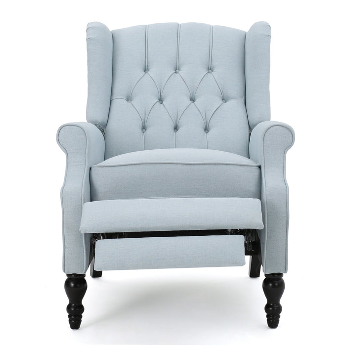 Armchair Recliner With Pushback Mechanism And Wingback Design
