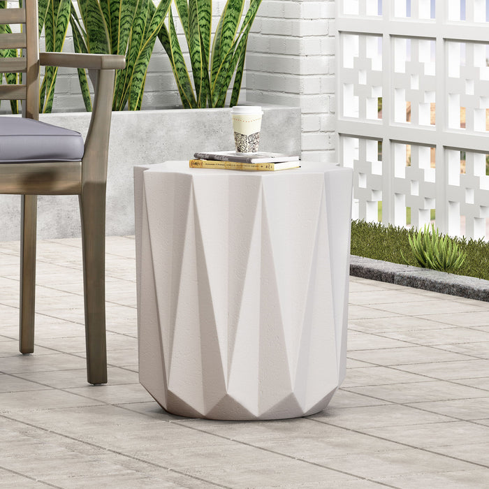 Outdoor Lightweight Concrete Side Table - Antique White