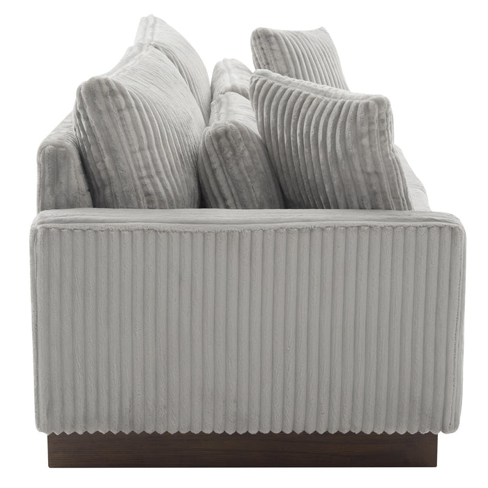 Modern Corduroy Loveseat Sofa With 4 Pillows