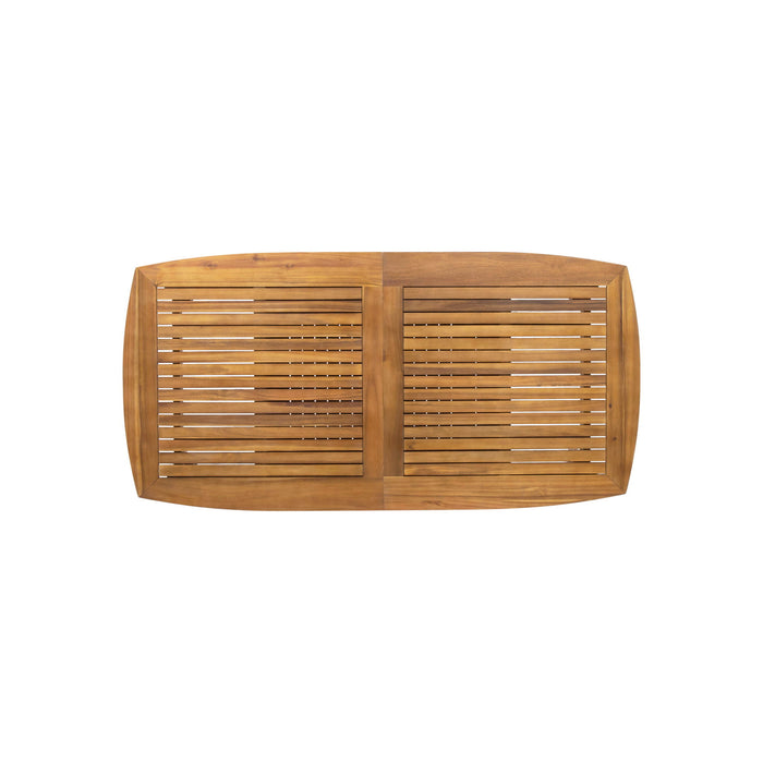 Modern Outdoor Dining Set With Expandable Acacia Wood Table