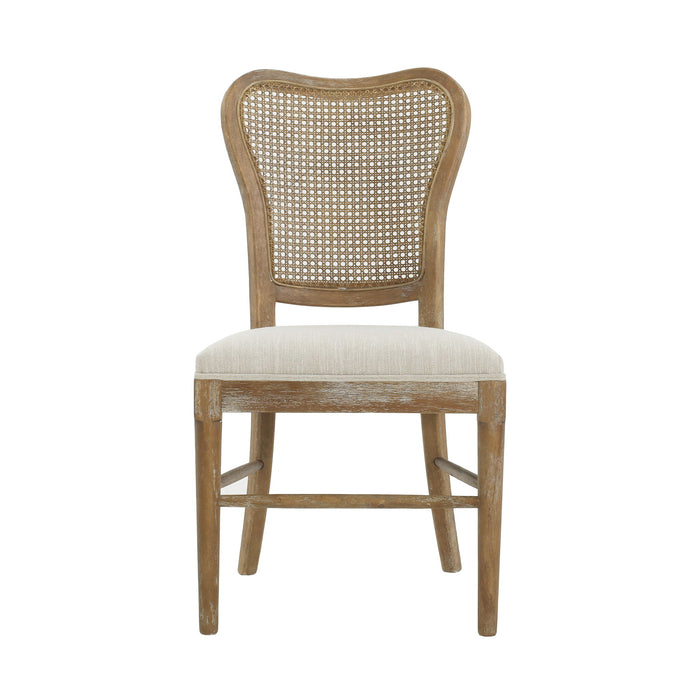 Classic Retro Dining Chair (Set of 2) With Rattan Backrest - Dark Brown / Beige